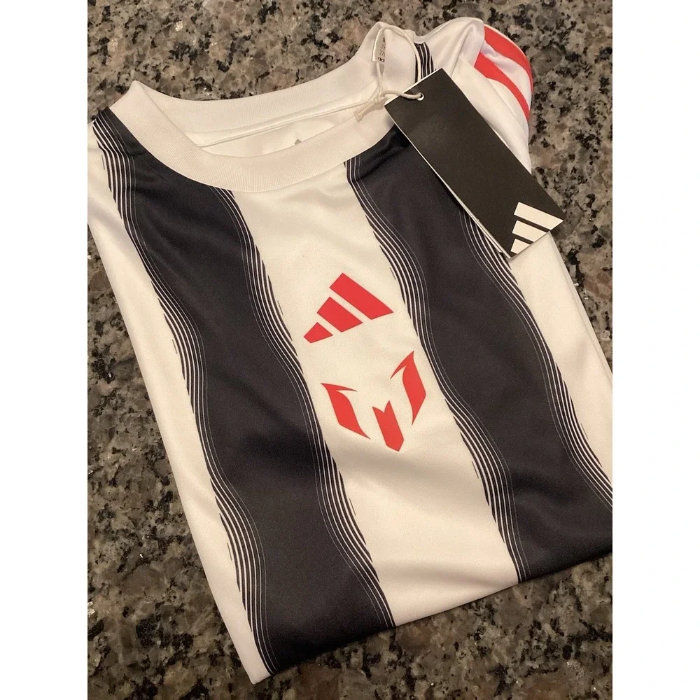 Youth Adidas Messi Training Jersey short sleeved performance white/black/red med